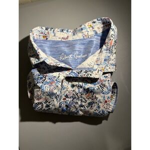 Robert Graham Short Sleeve Button Shirt Men 4XL Paisley All Over Print AOP
